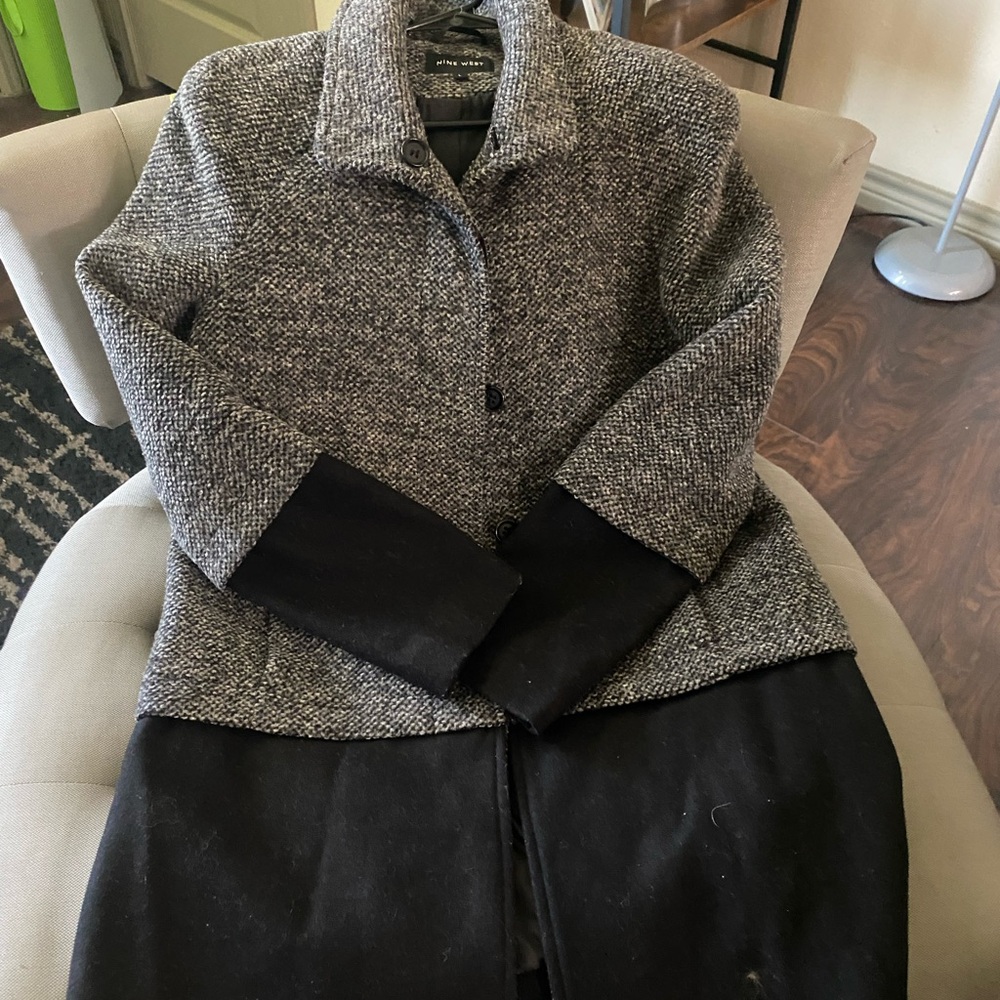 Nine West Two-Tone Trench Coat in Black and Gray